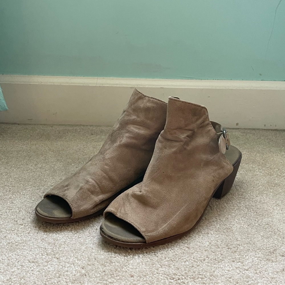 Pierre DumasTaupe Open-Toe Ankle Boots